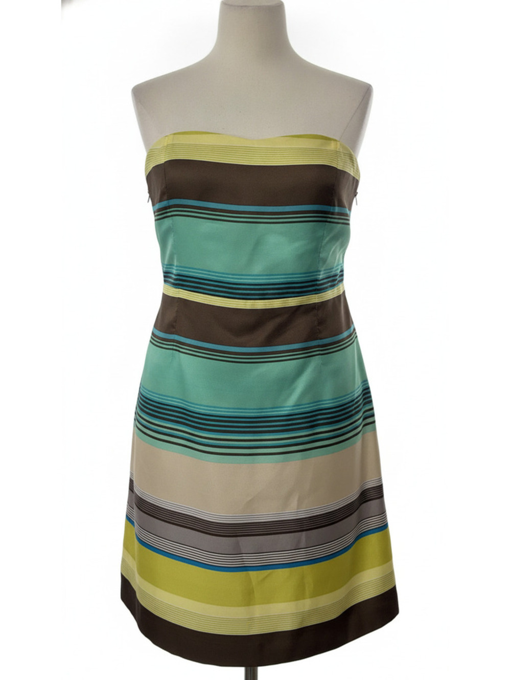 Banana Republic Y2K Silk Strapless Multicolor Striped Dress Size 2